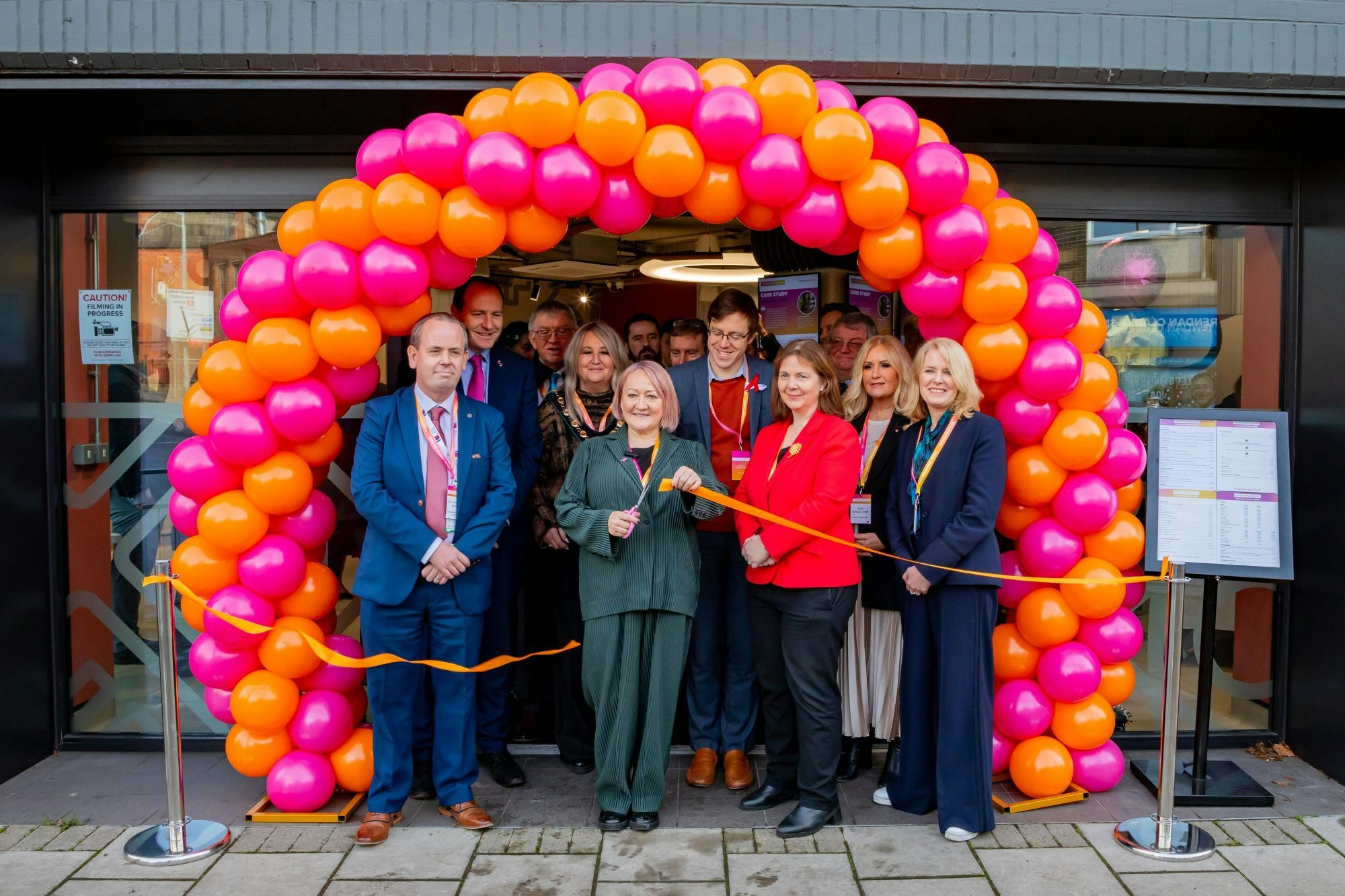 Climate Minister Kerry Mc Carthy officially opening the Fusion Energy Cafe in Bridge Skills Hub Worksop scaled